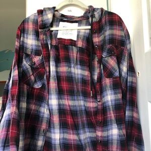 Plaid hooded flannel